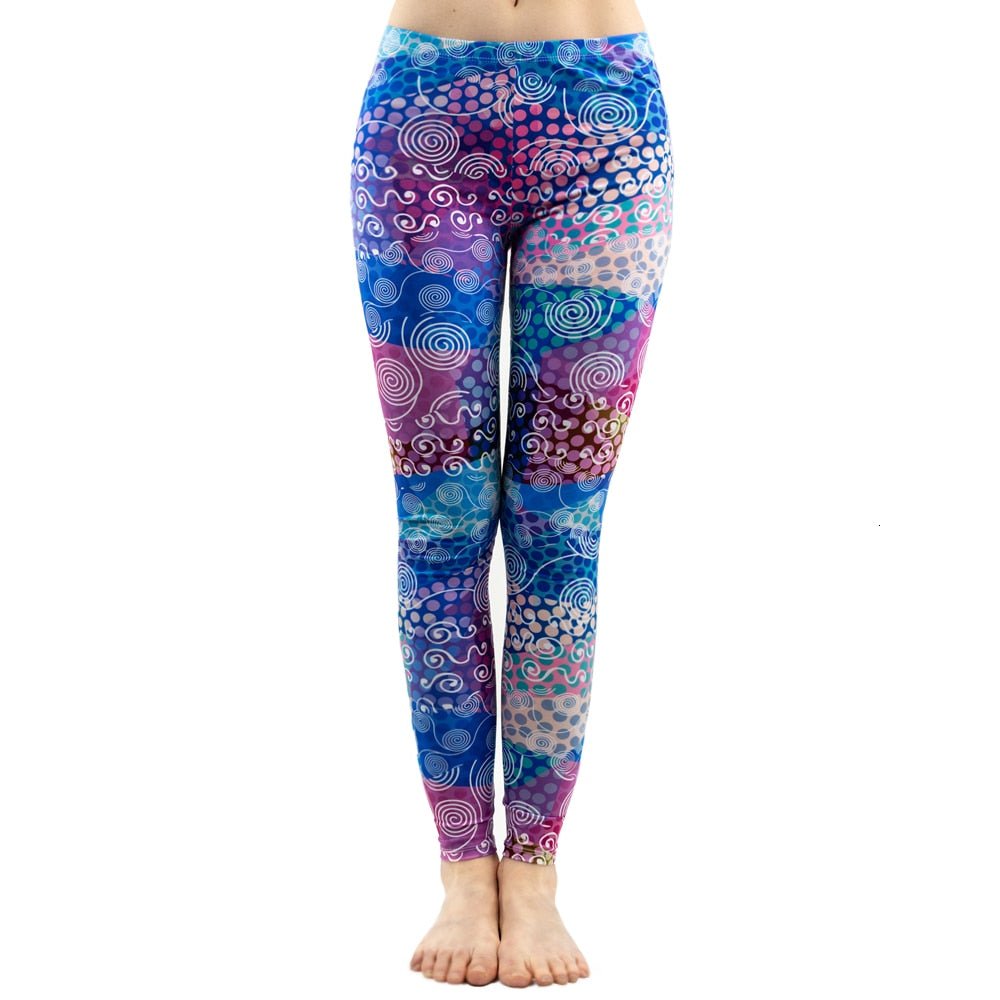 Colorful Dot Print Stitching Pattern Leggings Fitness Stretch Slim Bottoms Sexy Workout Elasticity Pants - Vimost Shop