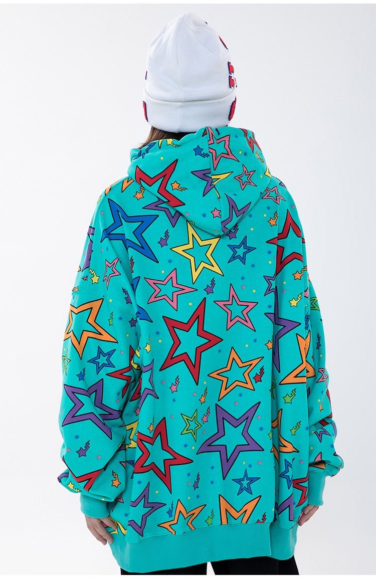 Colorful Star Print Letter Patch Hoodie Men Baggy Sweatshirt Pullover Harajuku High Street Hip Hop Style Streetwear Men - Vimost Shop
