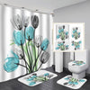 Colorful Tulip Lotus Flowers Trees Shower Curtain Sets Non-Slip Rugs Toilet Lid Cover and Bath Mat Waterproof Bathroom Curtains - Vimost Shop