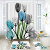 Colorful Tulip Lotus Flowers Trees Shower Curtain Sets Non-Slip Rugs Toilet Lid Cover and Bath Mat Waterproof Bathroom Curtains - Vimost Shop