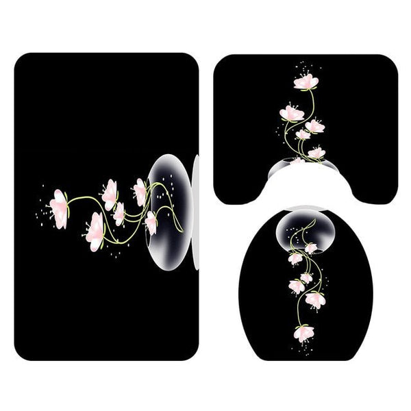 Colorful Tulip Lotus Flowers Trees Shower Curtain Sets Non-Slip Rugs Toilet Lid Cover and Bath Mat Waterproof Bathroom Curtains - Vimost Shop