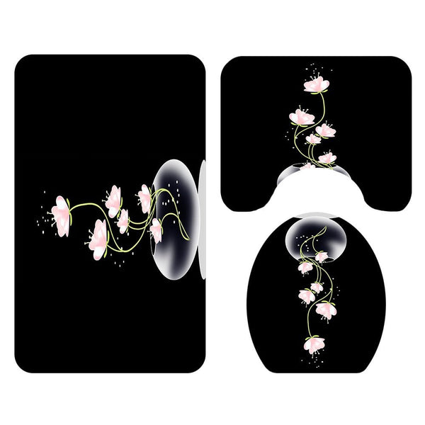 Colorful Tulip Lotus Flowers Trees Shower Curtain Sets Non-Slip Rugs Toilet Lid Cover and Bath Mat Waterproof Bathroom Curtains - Vimost Shop