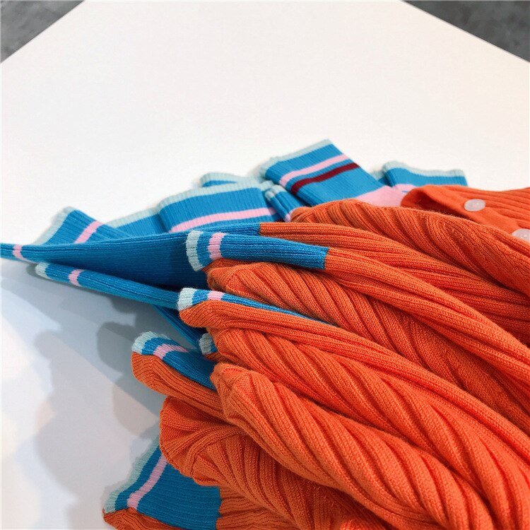 Contrast Color Stitching Irregular Thin Section Knitted Stretch Cardigan Ladies Spring Autumn New Fashion Slim Fit Top - Vimost Shop