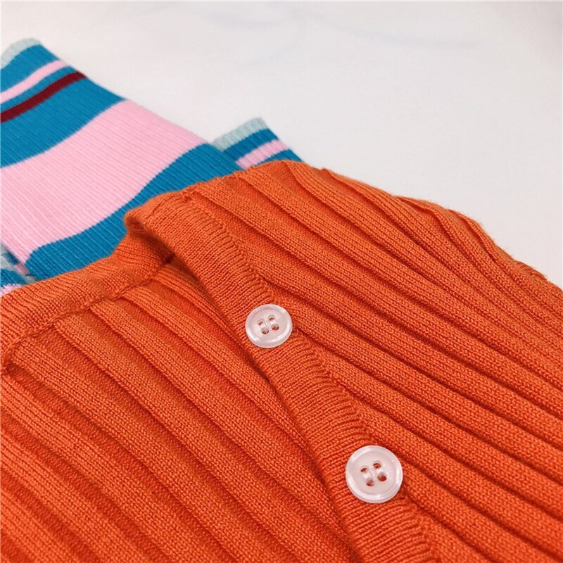 Contrast Color Stitching Irregular Thin Section Knitted Stretch Cardigan Ladies Spring Autumn New Fashion Slim Fit Top - Vimost Shop