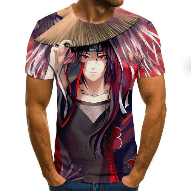 Cool anime men's T-shirt summer fashion top 3D round neck short sleeve Naruto casual shirt T-shirt - Vimost Shop