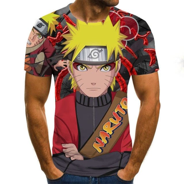Cool anime men's T-shirt summer fashion top 3D round neck short sleeve Naruto casual shirt T-shirt - Vimost Shop