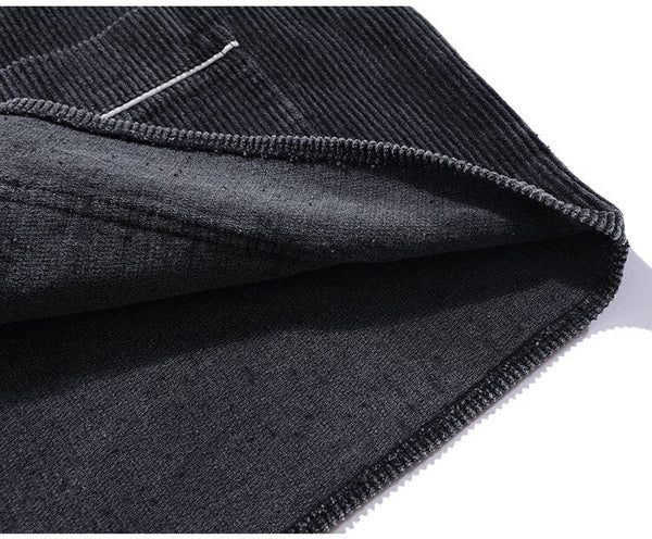 Corduroy V-Neck Punk Letter Embroidery Japanese Coat Jacket Men Casual Harajuku Vintage All-match Lovers Streetwear Men - Vimost Shop