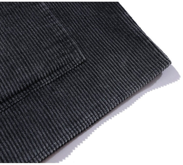 Corduroy V-Neck Punk Letter Embroidery Japanese Coat Jacket Men Casual Harajuku Vintage All-match Lovers Streetwear Men - Vimost Shop