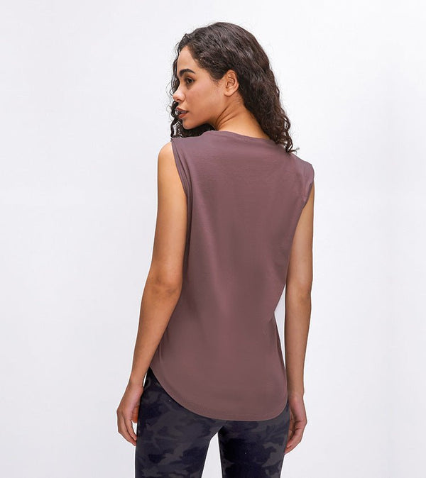 Cotton Fitness Workout Gym Tank Tops Women Quick Dry Hip-length Sport Yoga Tops Vest Leisure Sleeveless Shirts - Vimost Shop