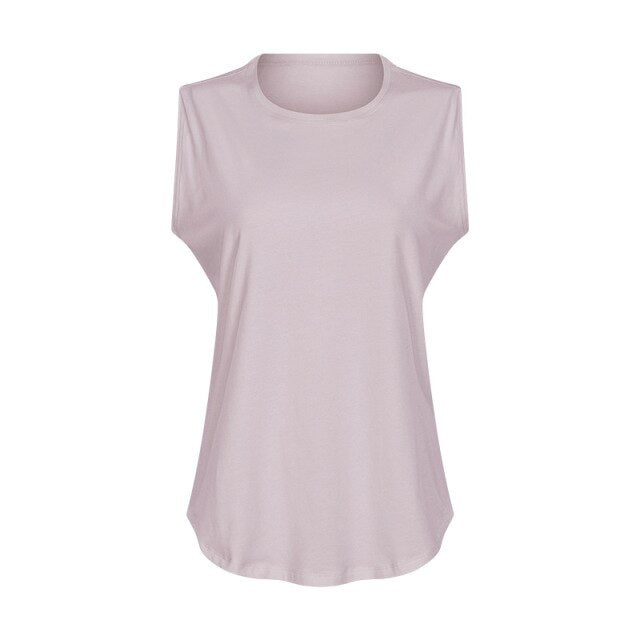 Cotton Fitness Workout Gym Tank Tops Women Quick Dry Hip-length Sport Yoga Tops Vest Leisure Sleeveless Shirts - Vimost Shop