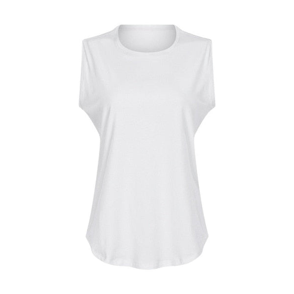 Cotton Fitness Workout Gym Tank Tops Women Quick Dry Hip-length Sport Yoga Tops Vest Leisure Sleeveless Shirts - Vimost Shop