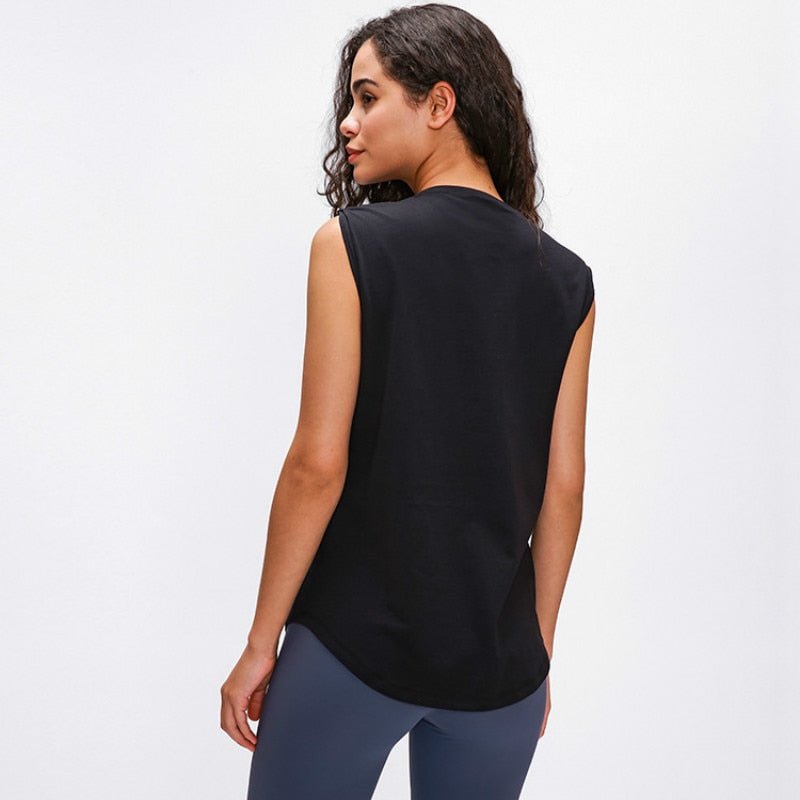 Cotton Fitness Workout Gym Tank Tops Women Quick Dry Hip-length Sport Yoga Tops Vest Leisure Sleeveless Shirts - Vimost Shop