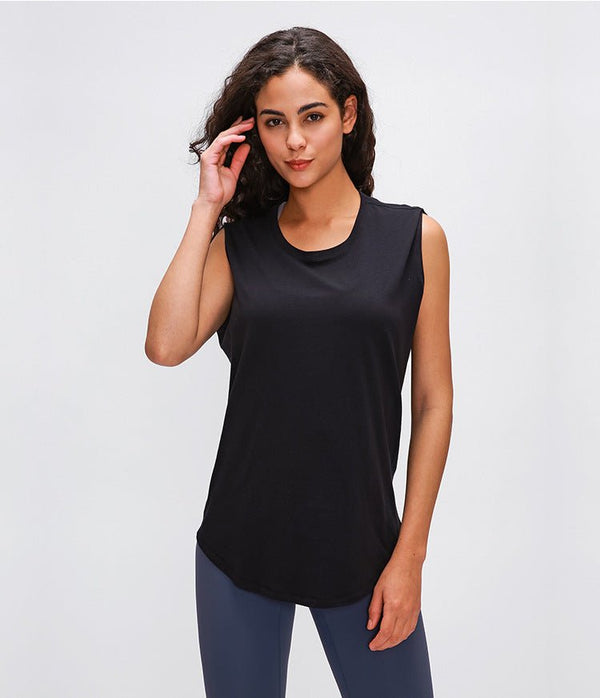 Cotton Fitness Workout Gym Tank Tops Women Quick Dry Hip-length Sport Yoga Tops Vest Leisure Sleeveless Shirts - Vimost Shop