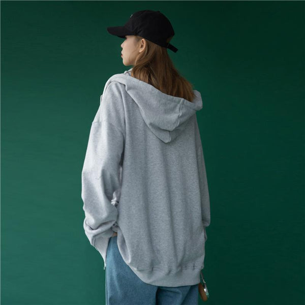 Cotton jacket female new Korean loose hooded zipper Winter Autumn Plus Size Women's Harajuku Hoodies Tops - Vimost Shop