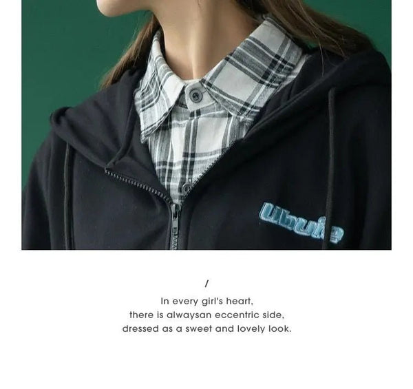 Cotton jacket female new Korean loose hooded zipper Winter Autumn Plus Size Women's Harajuku Hoodies Tops - Vimost Shop
