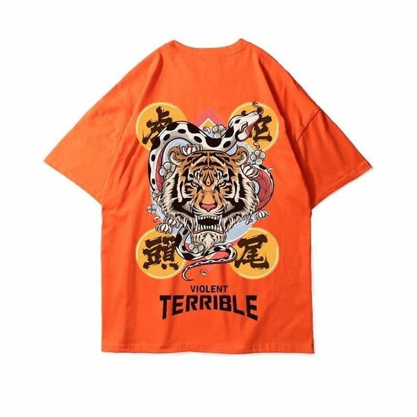 Cotton Tee tshirt Man Cartoon Animal Printed Punk T Shirts Mens Hip Hop Casual Street Tees Male Cotton Tshirts Tops - Vimost Shop