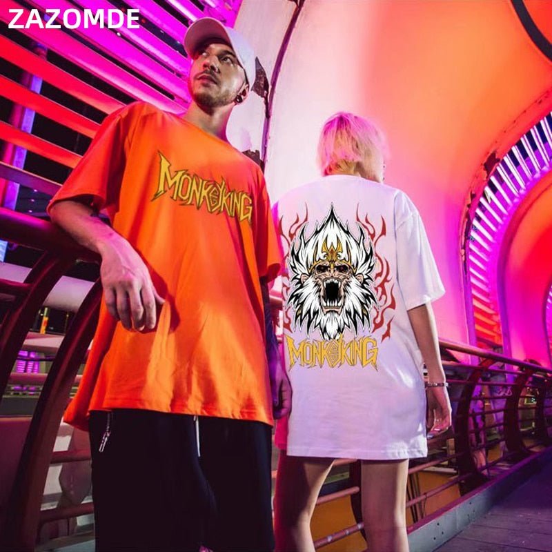 Cotton Tee tshirt Man Cartoon Animal Printed Punk T Shirts Mens Hip Hop Casual Street Tees Male Cotton Tshirts Tops - Vimost Shop