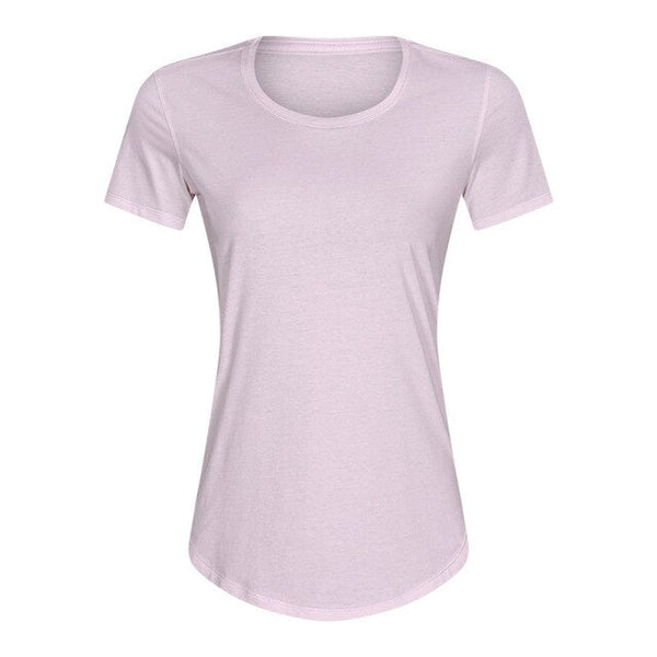 Cotton Yoga Exercise Workout T-shirt Women Anti-sweat Hip-length Running Fitness Gym Short Sleeve Shirts Tee - Vimost Shop