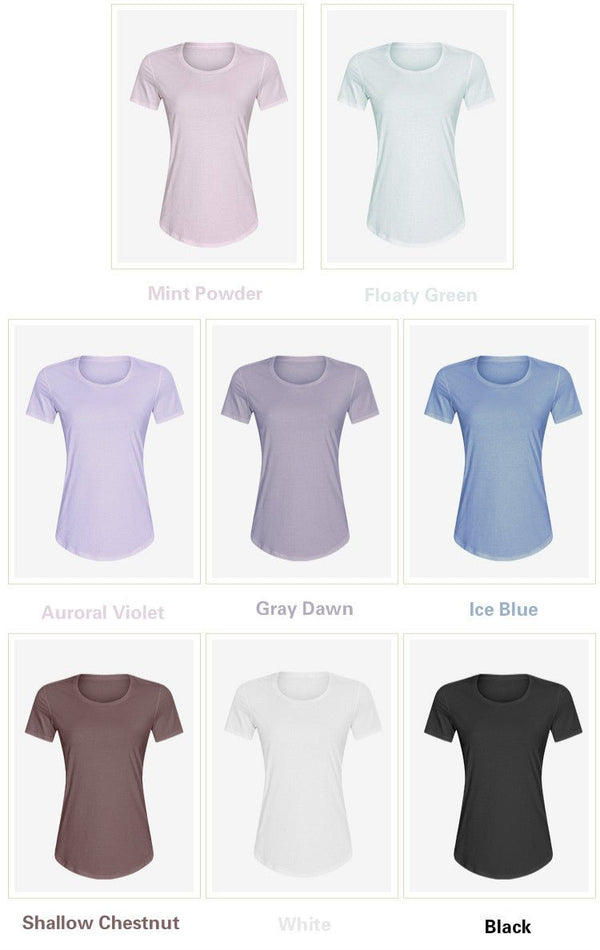 Cotton Yoga Exercise Workout T-shirt Women Anti-sweat Hip-length Running Fitness Gym Short Sleeve Shirts Tee - Vimost Shop