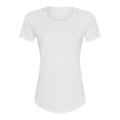 Cotton Yoga Exercise Workout T-shirt Women Anti-sweat Hip-length Running Fitness Gym Short Sleeve Shirts Tee