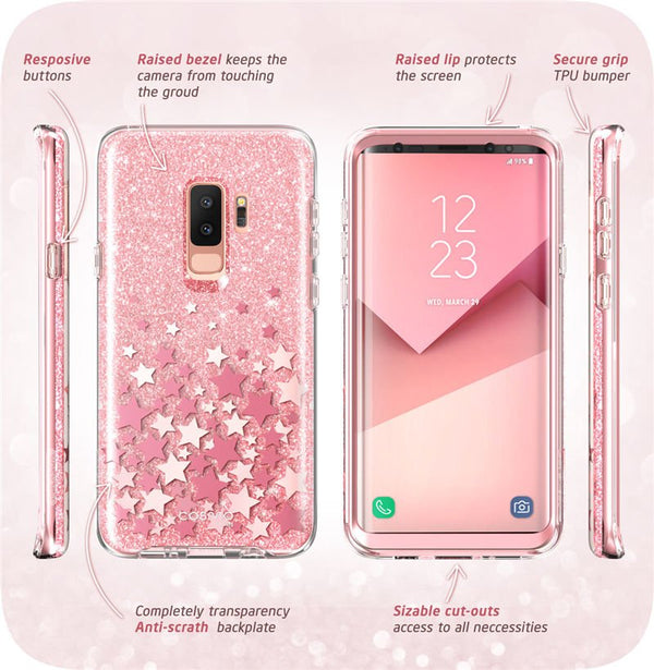 Cover For Samsung Galaxy S9 Case Cosmo Full-Body Glitter Marble Bumper Protective Cover with Built-in Screen Protector - Vimost Shop