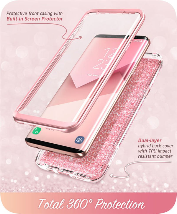 Cover For Samsung Galaxy S9 Case Cosmo Full-Body Glitter Marble Bumper Protective Cover with Built-in Screen Protector - Vimost Shop