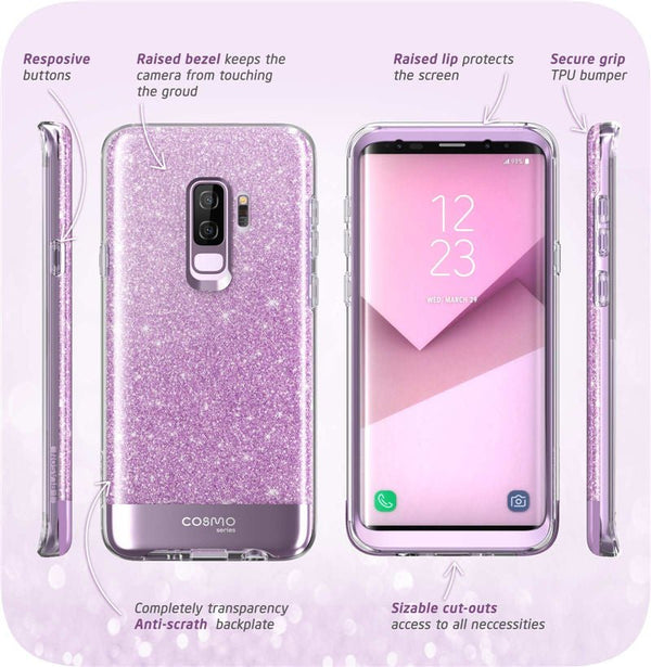 Cover For Samsung Galaxy S9 Case Cosmo Full-Body Glitter Marble Bumper Protective Cover with Built-in Screen Protector - Vimost Shop