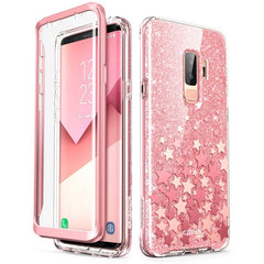 Cover For Samsung Galaxy S9 Case Cosmo Full-Body Glitter Marble Bumper Protective Cover with Built-in Screen Protector
