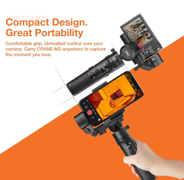 Crane M2 3-Axis Handheld Gimbal Stabilizer for Mirrorless Cameras Smartphones Gopro Stabilizer vs G6 Plus DJI Ronin S Max - Vimost Shop