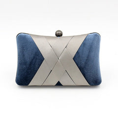 Criss Cross Satin Women Evening Bags Velvet Blue Color Party Small Day Clutch Handbags Pillow Design Holder