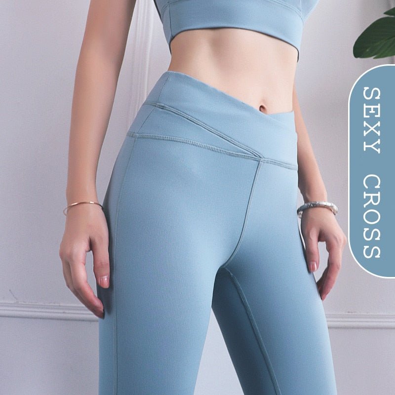 Cross Front Energy Seamless Leggings Women Fitness Running Yoga Pants High Waist Leggings Push Up Sport Gym Tights Top Stretch - Vimost Shop
