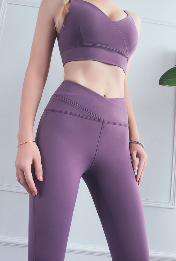 Cross Front Energy Seamless Leggings Women Fitness Running Yoga Pants High Waist Leggings Push Up Sport Gym Tights Top Stretch - Vimost Shop