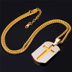 Cross Necklaces Pendants Christian Jewelry Bible Lords Prayer Dog Tags Gold Color Stainless Steel Christmas Gift For Men