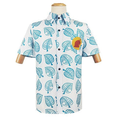 Crossing Shirt Tom Nook Cosplay Costume Men T shirt Tees Leaf Print Animal T-shirt Short Sleeve Tops Kids Adult Women