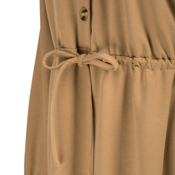 Curlbiuty Women Drawstring Waist Dress Long Sleeve Lapel Collar A-Line With Elastic Openings Dress Functional Silhouette - Vimost Shop