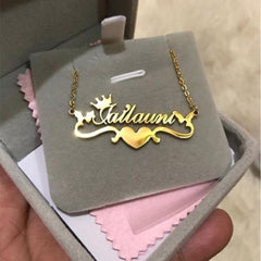 Custom Crown Butterfly Heart Name Necklace Women Nameplate Personalized Stainless Steel Gold Chain Necklaecs Charms