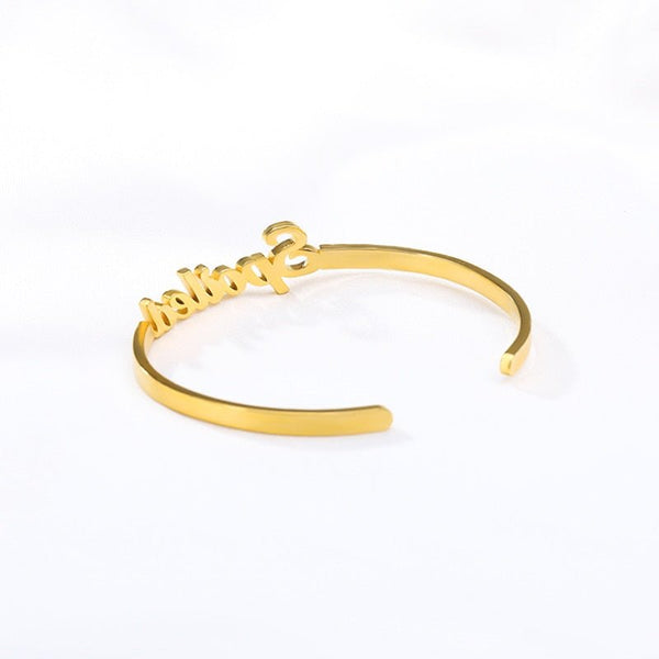 Custom Name Bracelets Bangles Gold Bangle Personalized Name Bangle Stainless Steel Adjustable Nameplate Kids - Vimost Shop