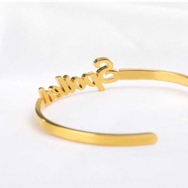 Custom Name Bracelets Bangles Gold Bangle Personalized Name Bangle Stainless Steel Adjustable Nameplate Kids - Vimost Shop