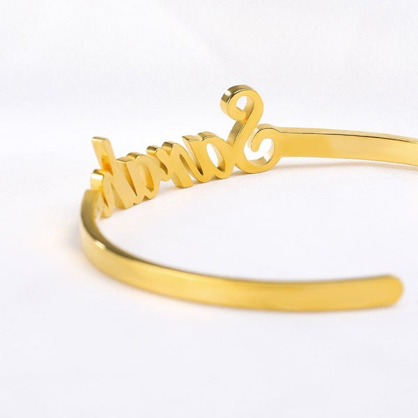 Custom Name Bracelets Bangles Gold Bangle Personalized Name Bangle Stainless Steel Adjustable Nameplate Kids - Vimost Shop