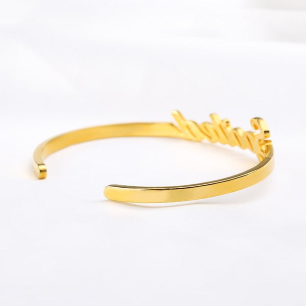 Custom Name Bracelets Bangles Gold Bangle Personalized Name Bangle Stainless Steel Adjustable Nameplate Kids - Vimost Shop