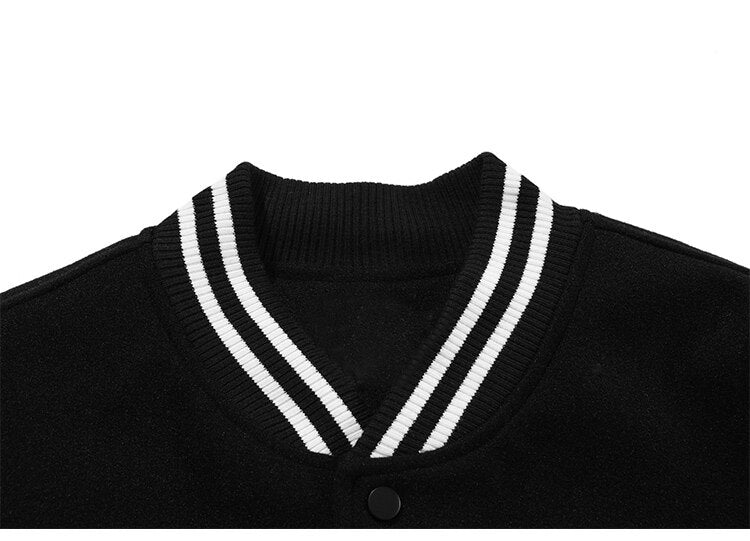 Cute Furry Bear Letter Patch Patchwork Color Baseball Jacket Men Oversize Cozy Fashion College Style Bomber Coat Autumn - Vimost Shop