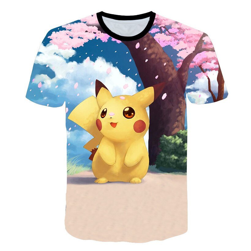 Cute Pikachu T-shirt white pokemon boys & girls T-shirt person fashion gift creative streetwear - Vimost Shop