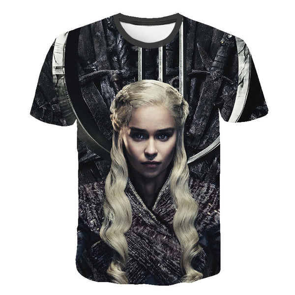 Daenerys Targaryen Character O Neck Tshirt 3D Printed Game Of Thrones Large Size T-shirt Men's Leisure Tee - Vimost Shop