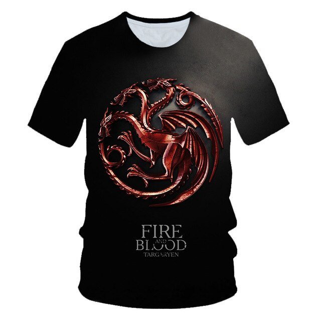 Daenerys Targaryen Character O Neck Tshirt 3D Printed Game Of Thrones Large Size T-shirt Men's Leisure Tee - Vimost Shop