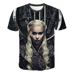 Daenerys Targaryen Character O Neck Tshirt 3D Printed Game Of Thrones Large Size T-shirt Men's Leisure Tee