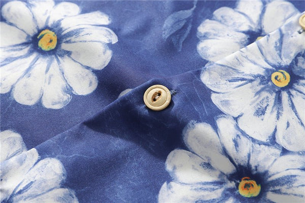 Daisy Flower Print Hip Hop Shirts Short Sleeve Summer Beach Streetwear Hawaiian Shirts Men Casual Harajuku Aloha Shirt - Vimost Shop