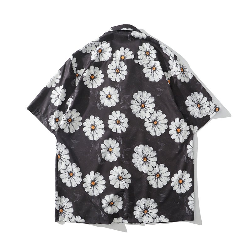 Daisy Flower Print Hip Hop Shirts Short Sleeve Summer Beach Streetwear Hawaiian Shirts Men Casual Harajuku Aloha Shirt - Vimost Shop