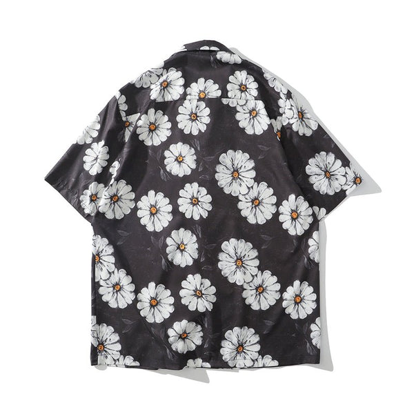 Daisy Flower Print Hip Hop Shirts Short Sleeve Summer Beach Streetwear Hawaiian Shirts Men Casual Harajuku Aloha Shirt - Vimost Shop