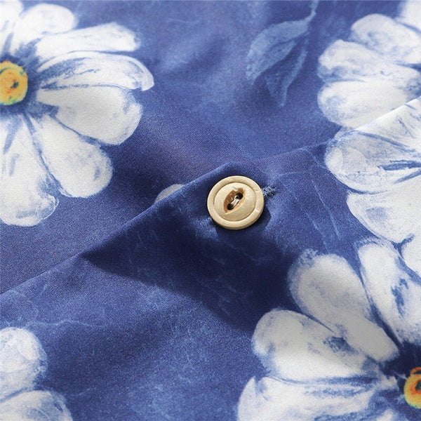 Daisy Flower Print Hip Hop Shirts Short Sleeve Summer Beach Streetwear Hawaiian Shirts Men Casual Harajuku Aloha Shirt - Vimost Shop