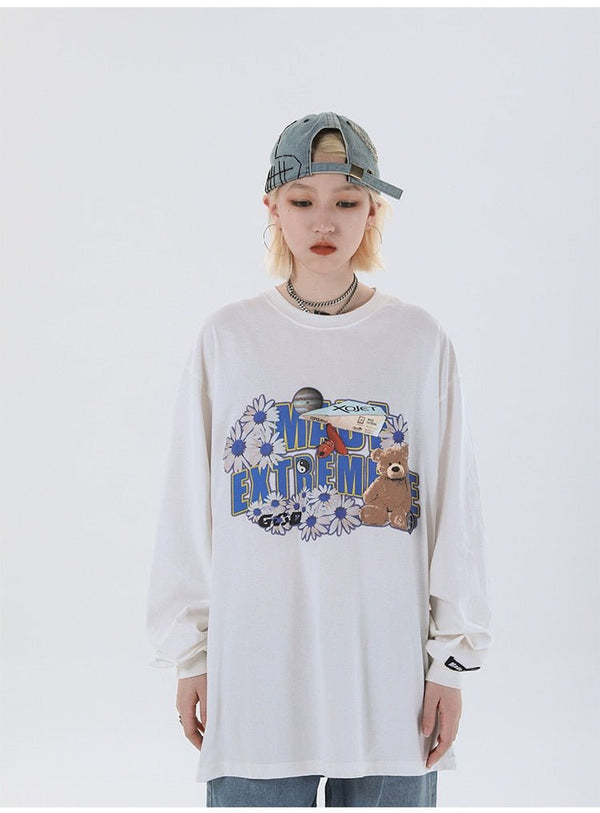 Daisy Flowers Funny Toy Print LooseSweatshirts Men High Street Harajuku Streetwear - Vimost Shop
